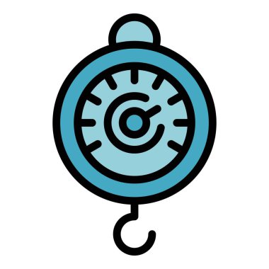 Paket ölçekli simge dış hat vektörü. Kuryeyi ihraç et. Veri haritası rengi düz