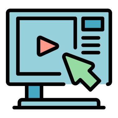 Simge taslak vektörüne tıklayın. Video dersi için. Bilgisayar çevrimiçi renk düzlüğü