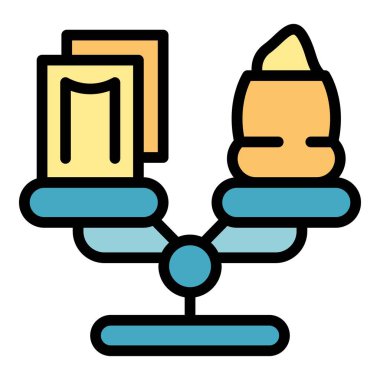 Denge ölçekli simge ana hatları vektörü. Hall etkinliği. Expo Düz Renk