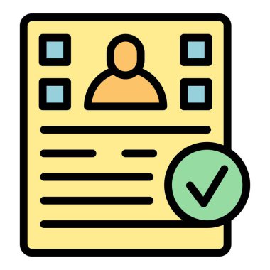 CV yöneticisi simge ana hatları vektörü. Fuar standı. Orta salon rengi düz