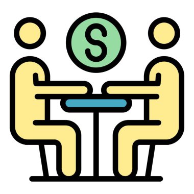 Adil ticaret simge ana hatları vektörü karşılar. Gösteri salonu. Tarım insanlarının rengi düz