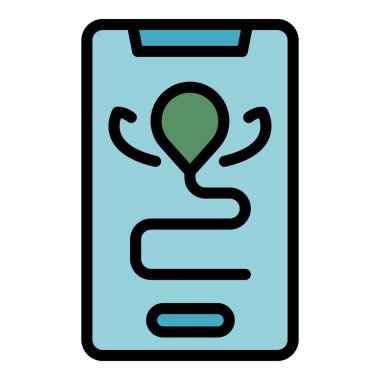 Telefon seyahat güzergahı ikon ana hat vektörü. Bisiklet gezisi. Çevre turizmi düz