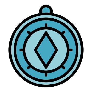 Seyahat pusulası simgesi dış hat vektörü. Çevre turizmi. İnsanlar düz yürür