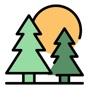 Firavun ağacı ikonu ana hat vektörü. Çevre turizmi. Seyahat yürüyüş rengi düz