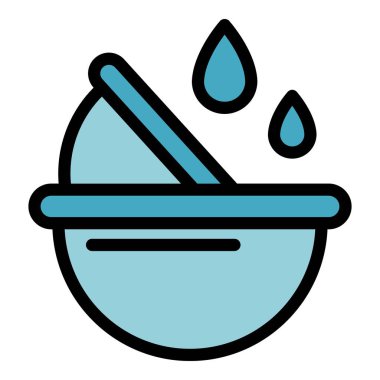 Su, çanak ikonu ana hat vektörünü kaydet. Temiz düşüş. Eko duş rengi düz