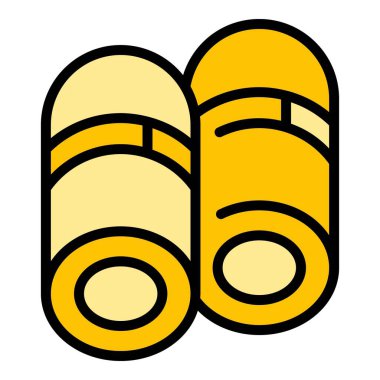 Köpekler spa havlusu ana hatları vektörü. Köpek banyosu. Hayvan yıkama rengi düz