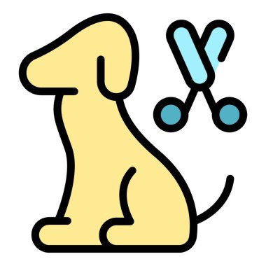 Köpek kılı ikon ana hatlarını kesiyor. Salon hayvanı. Temiz spa rengi düz