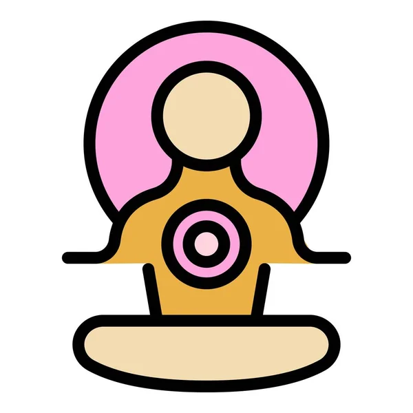 Icono Meditación Loto Contorno Vector Relájate Yoga Habitación Chica Color — Vector de stock