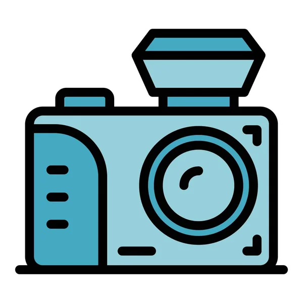 Вектор Контура Старой Модели Камеры Фотостудия Цвет Арт Сессии — стоковый вектор