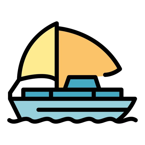 Sea Ship Travel Icon Outline Vector Gente Eco Caminar Bosque — Vector de stock