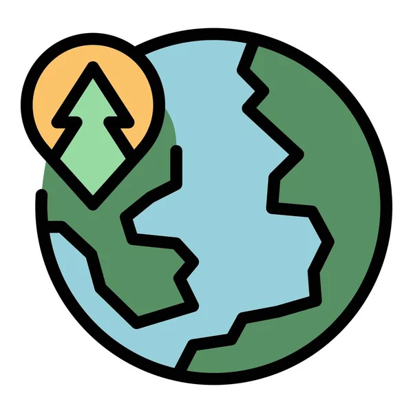 Globe Οικολογικό Ταξίδι Διάνυσμα Περίγραμμα Εικονίδιο Άνθρωποι Φύση Οικοτουρισμός Πόδια — Διανυσματικό Αρχείο