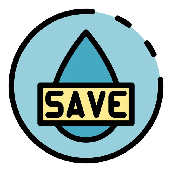 Water Drop Icon Outline Vector Clean Eco Care Drink Color — Stock Vector