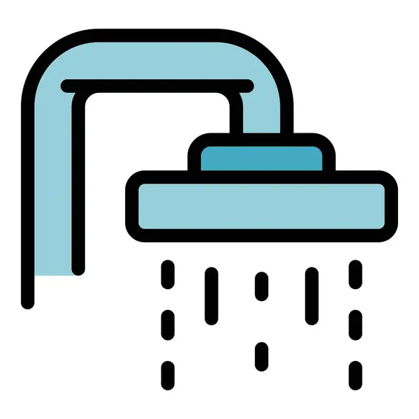 Speichern Sie Duschwasser Symbol Umrissvektor Sauberer Tropfen Hahnschale Farbe Flach — Stockvektor