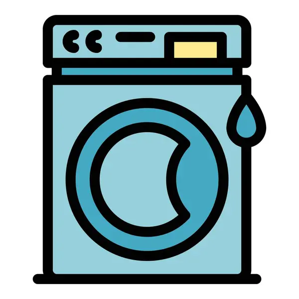 Sparen Sie Wasser Waschmaschine Symbol Umrissvektor Sauberer Tropfen Ökoschale Farbe — Stockvektor