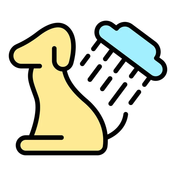 Hundedusche Symbol Umrissvektor Haartier Salon Spa Farbe Flach — Stockvektor