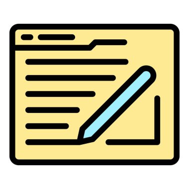 Web sitesi ikon ana hatları vektörü. İçerik planı. Dijital seo rengi düz