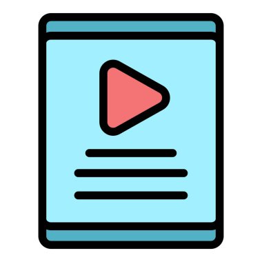 Dijital ortam içeriği ana hatları vektörü. Plan seo. Web sitesi pazar rengi düz