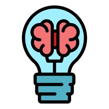 Fikir ikonu ana hatları vektörü. İçerik planı. Ortam seo rengi düz