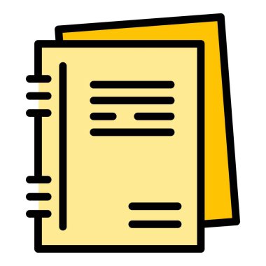 Okul defterleri ikon ana hatları vektörü. Öğrenci çalışması. Yardım çocuk rengi düz