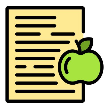 Ev ödevi kağıt ikonu ana hatları vektörü. Çocuk yardımı. Çalışma öğretmeninin rengi düz