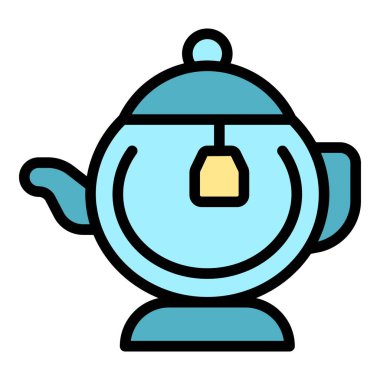 Spa çay demliği ikonu ana hatları vektörü. Bacak suyu. Sağlık masajı rengi düz