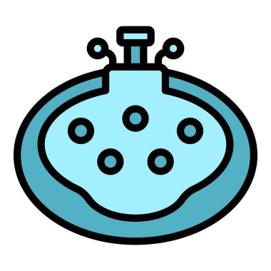 Banyo spa ikonu ana hatları vektörü. Fizik tedavi. Tıbbi su rengi düz