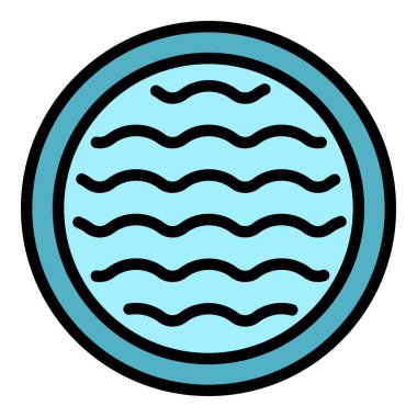 Havuz penceresi simgesi ana hatları vektörü. Su terapisi. Arka banyo rengi düz