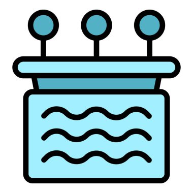 Hidromasaj resepsiyon ikonu ana hat vektörü. Spa fizyolojisi. Bacak arkası rengi düz