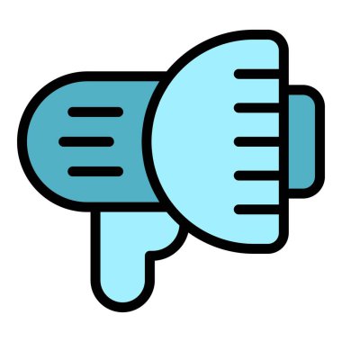 Megafon tanıtım ikonu ana hatları vektörü. Çevrimiçi. Özel pazarlama rengi