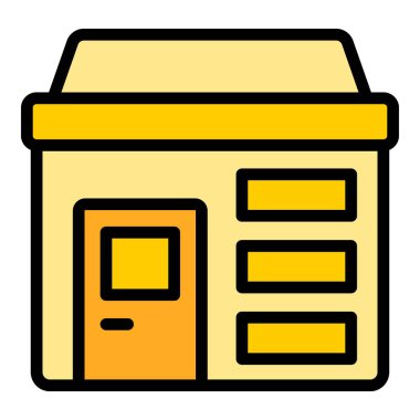 Satış mağazası ikon ana hatları vektörü. Kamu işi. Çevrimiçi pazarlama rengi