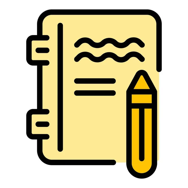 Schreiben Hausaufgaben Symbol Umrissvektor Lehrerstudium Mutter Prüfung Farbe Flach — Stockvektor