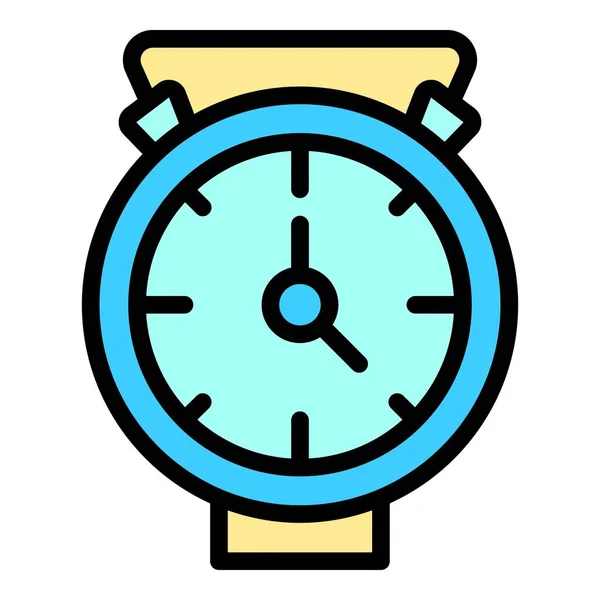 School Alarm Clock Icon Outline Vector Help Child Study Teacher — Stock Vector