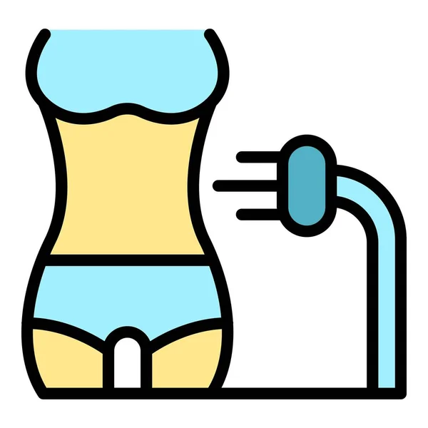 Zurück Hydromassage Symbol Umrissvektor Wellness Badewanne Spa Übung Farbe Flach — Stockvektor