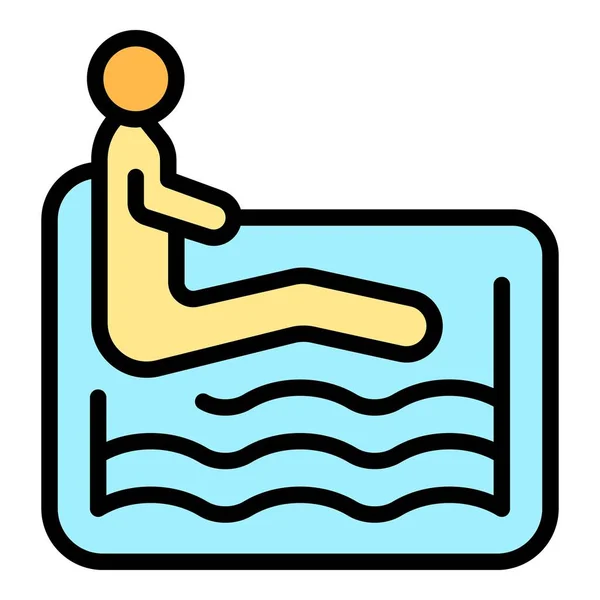 Man Hydro Pool Ikon Körvonalvektor Hátsó Fürdő Relaxációs Terápia Színe — Stock Vector
