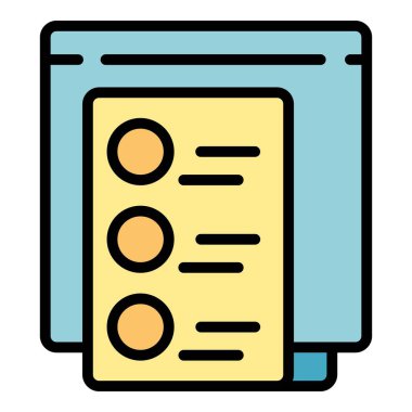 Web çevrimiçi sınav ikonu ana hatları vektörü. Test bilgisayarı. Okul çalışma rengi düz