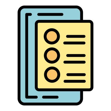 Çevrimiçi kontrol listesi simgesi ana hatları vektörü. Okul eğitimi. Sınav test rengi düz