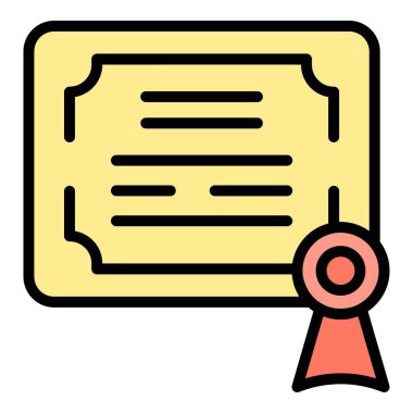 Diploma sınavı ikonu ana hatları vektörü. Okul eğitimi. Bilgisayar rengini test et