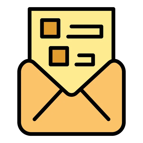 Umrissvektor Für Prüfungssymbole Mail Online Test Computerschule Farbe Flach — Stockvektor