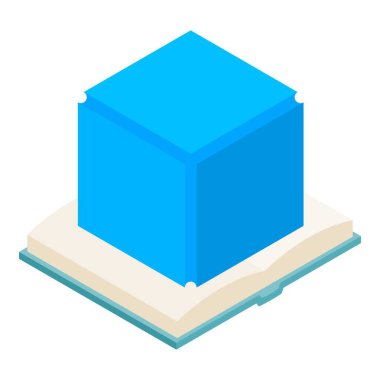 Crypto block icon isometric vector. Big crypto block icon near open paper book. Digital money, cryptocurrency concept clipart