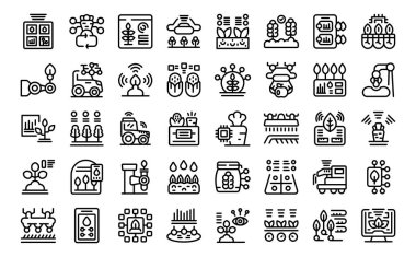 Tarım simgelerindeki yapay zeka ana hatları belirler. Akıllı alan. Çiftçi güneş