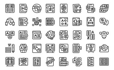 Çevirmen uygulama simgeleri ana hat vektörünü ayarladı. Uygulama ağı. Halkın sitesi