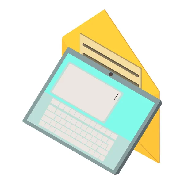 Ikona Symbolu Mail Wektor Izometryczny Tabletka Otwarta Koperta Listem Środku — Wektor stockowy
