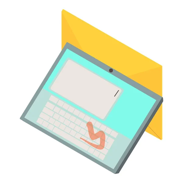 Icône Correspondance Électronique Vecteur Isométrique Tablette Icône Enveloppe Fermée Email — Image vectorielle