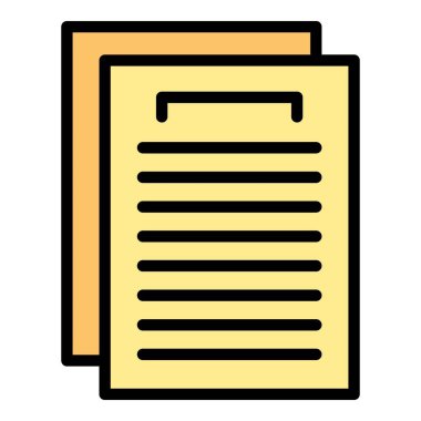 Veri kağıt simgesi ana hatlı vektör. Çalışma çantası. Başarı renk düz öğrenin