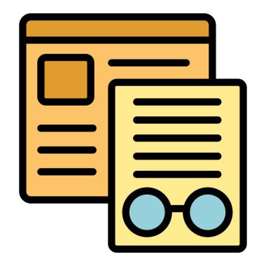 Web veri simgesi ana hatları vektörü. Çalışma çantası. Başarı rengi düz öğren