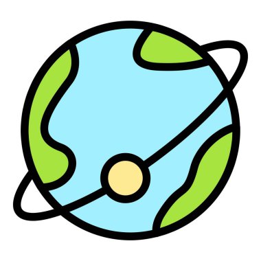 Küresel iş seyahati ikonu ana hatları vektörü. Dünya çapında. Turizm haritası rengi düz