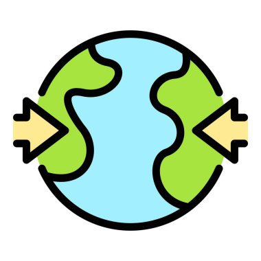 Macera turu ikonu ana hatları vektörü. Dünya küresi. Seyahat haritası rengi düz