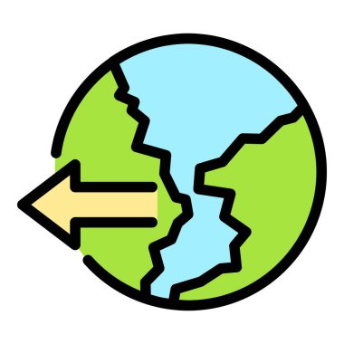 Seyahat dünyası ikon ana hatları vektörü. Dünya çapında. Genel harita rengi düz