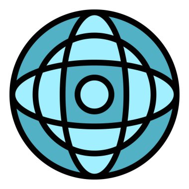 Seyahat dünyası ikonu ana hat vektörü. Dünya etrafında. Turizm haritası rengi düz