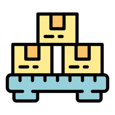 Envanter simgesi ana hat vektörü. Dijital yönetim. Tedarikçi denetim rengi düz